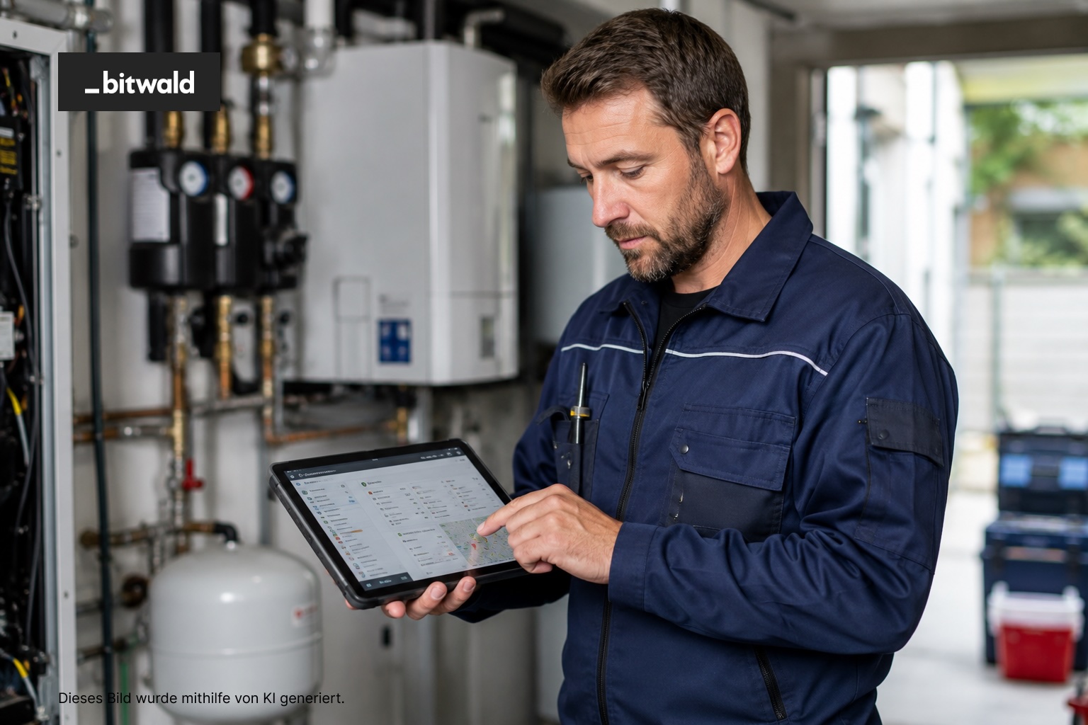 Servicetechniker im Außendienst mit digitaler Einsatzplanung
