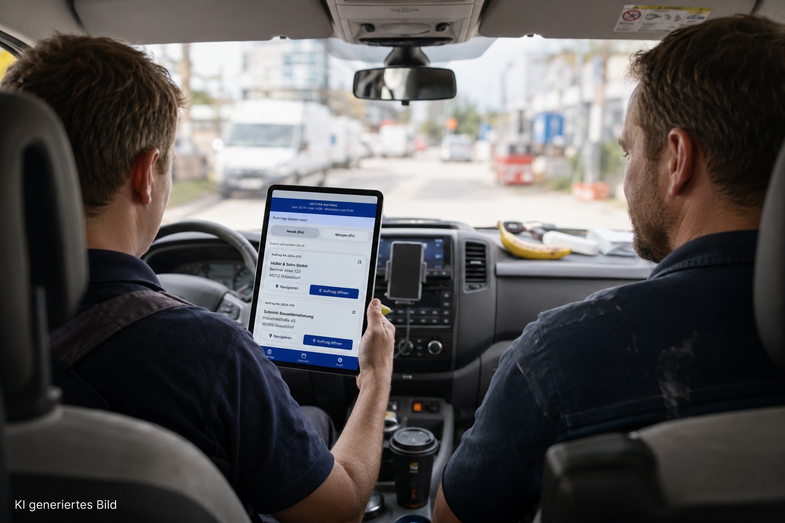 Servicetechniker im Außendienst mit mobiler App